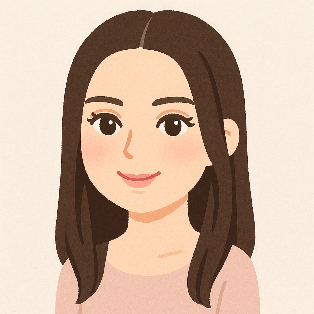 Kendall Jenner's head in Irasutoya style, gentle eyes, long straight hair, cute and approachable emoji