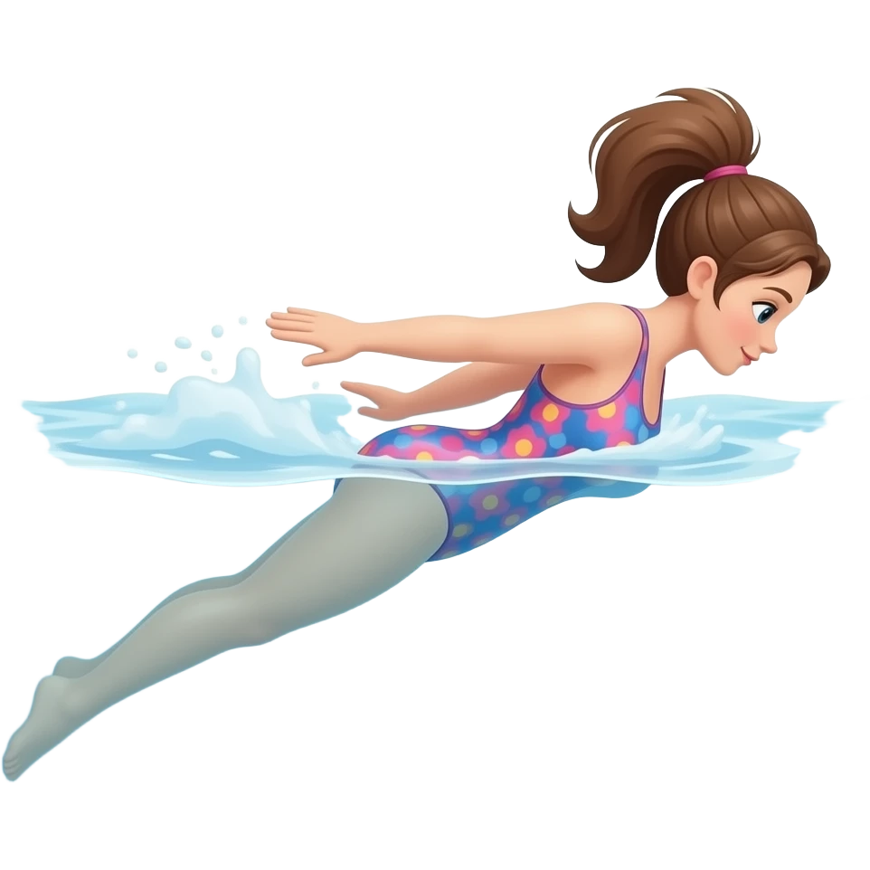 brown-hair girl swimming backstroke emoji