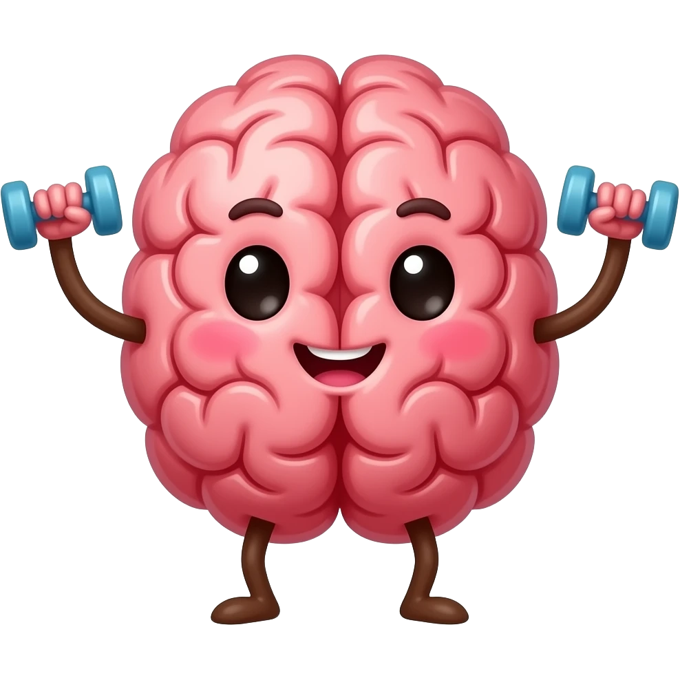 Cerebro cute haciendo ejercicio con solo dos brazos facil de dibujar emoji