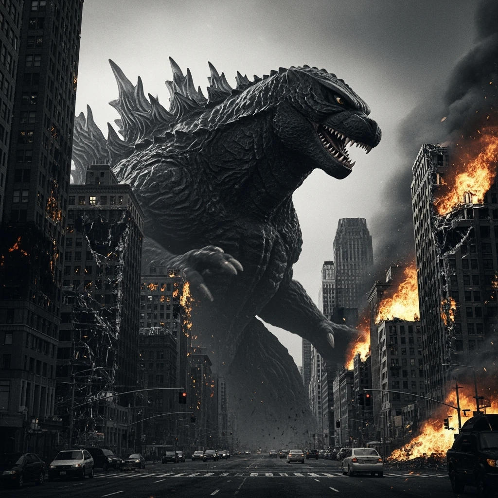 godzilla attackig NY emoji