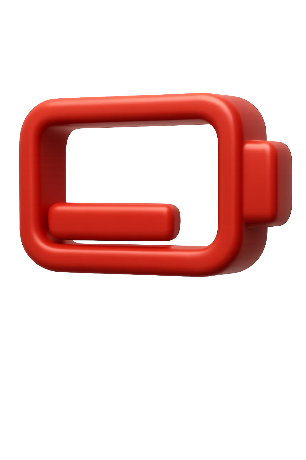 EMOJI STILE IPHONE DI UNA BATTERIA ROSSA SCARICA IN 3D emoji