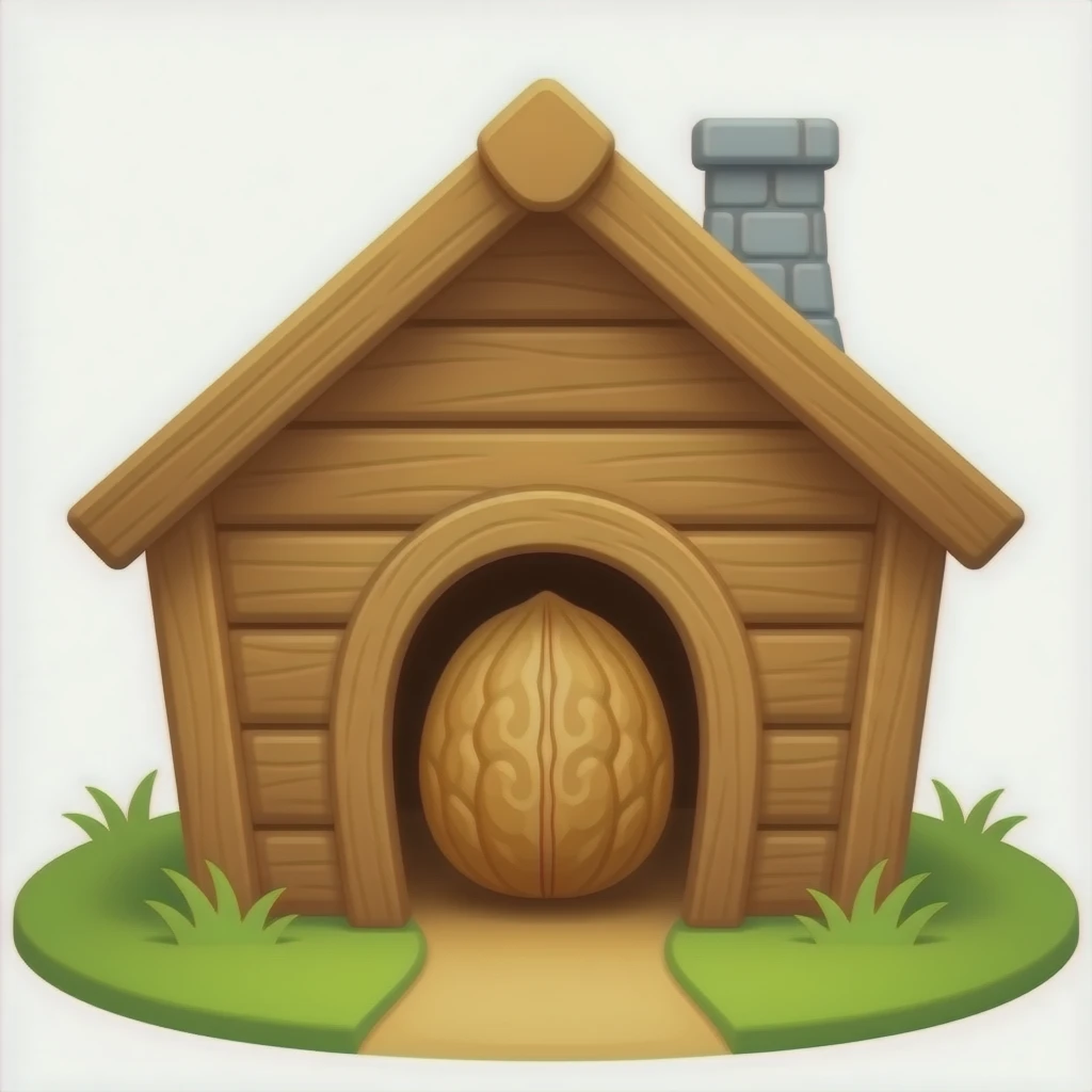 A singlw walnut is in a hut emoji
