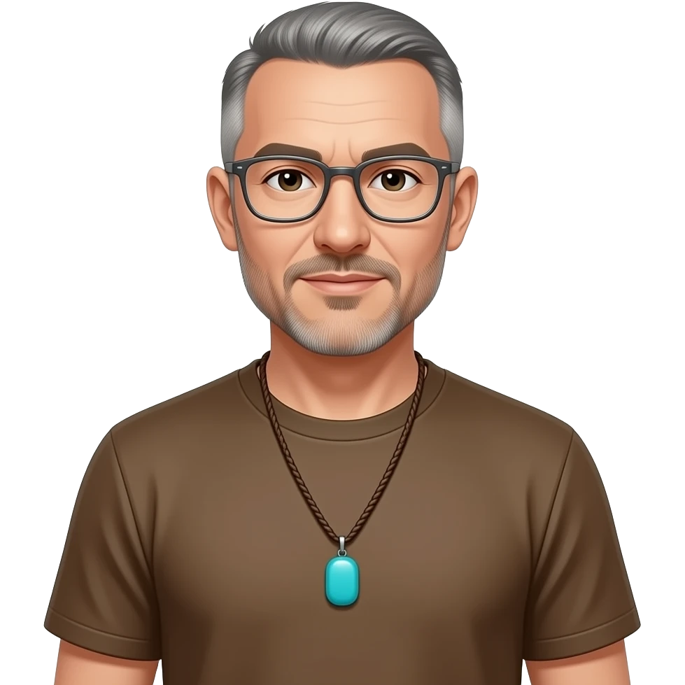 pointed chin pointed chin haved face pendant without a clasp Turquoise on brown paracord t shirt shaved grey short hair full-length photo of extreme streetwear clean-shaven face cool boy thin metal-framed glasses very entellectual man, 50 years old street wear stubble, shaved short with clippers emoji