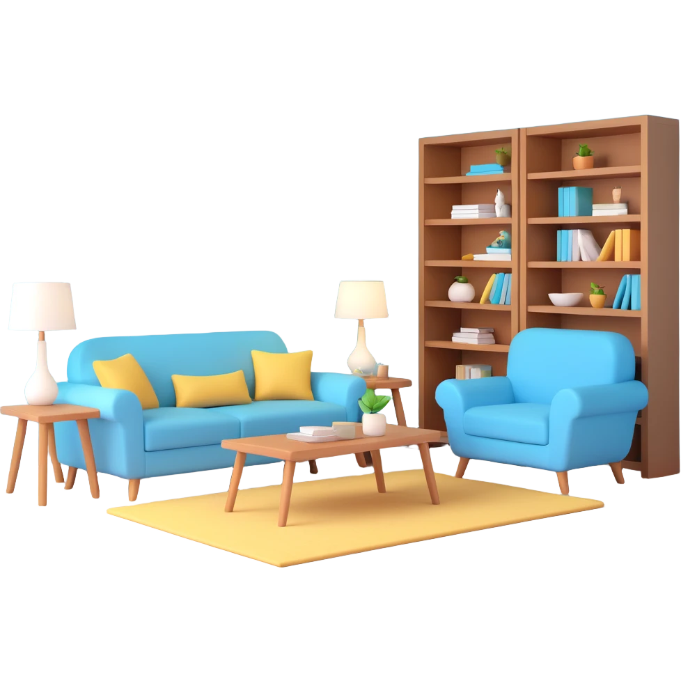 dog family relaxing together in a cozy living room emoji