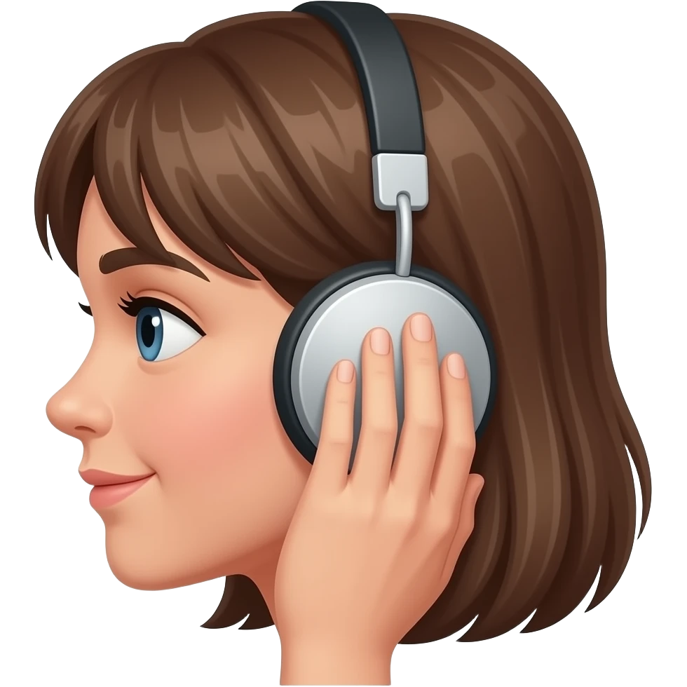 girl listening with her hand cupped to her ear, half side view emoji