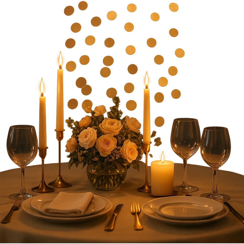 romantic candlelit dinner table emoji