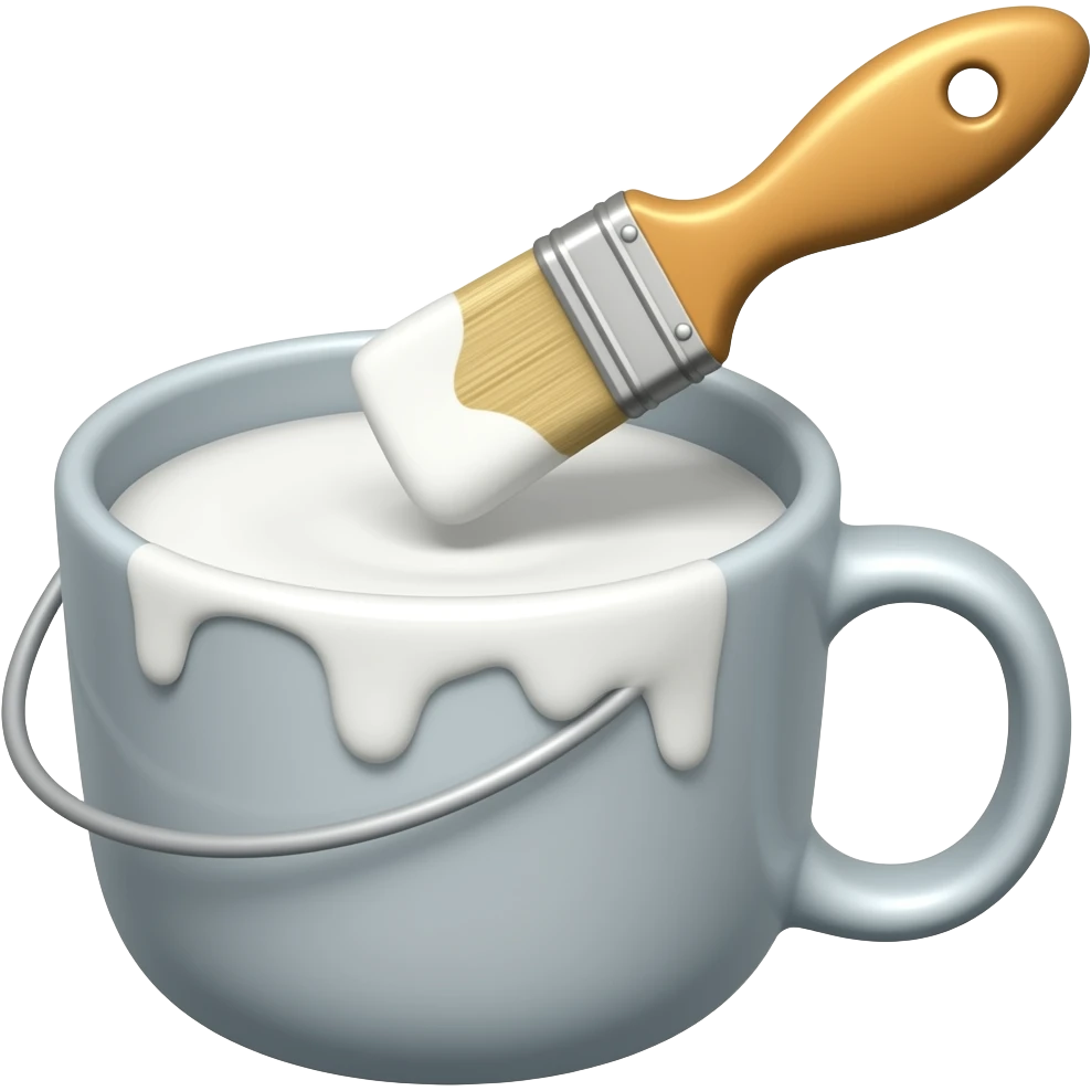 je veux un emoji qui représente l'émaillage d'une pièce céramique qui est peinte avec des couleur pastel. donc une tasse tenu par une pince et qui s'apprete a etre trempé dans un gros pot (type gros pot de peinture, de couleur blanche) emoji