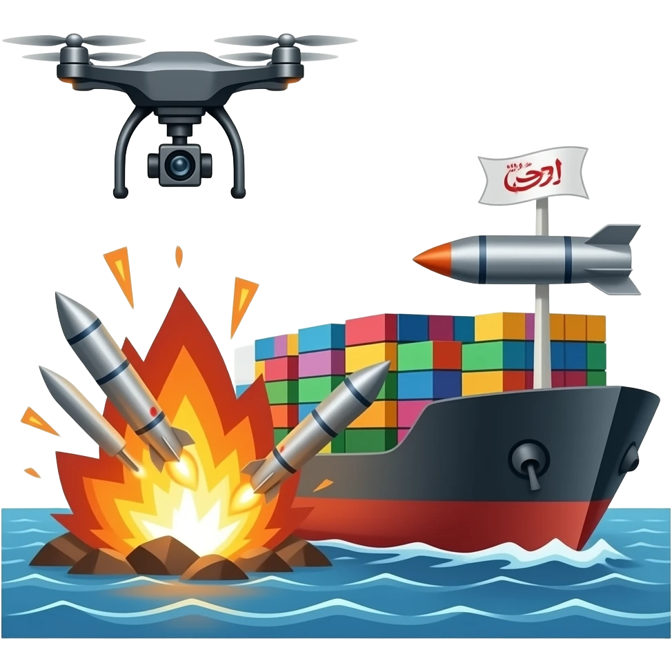Houthis have used drones and missiles to attack international cargo ships in the Red Sea. emoji