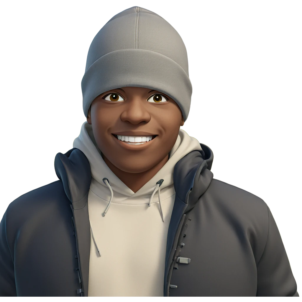 smiling boy in outdoor hoodie emoji