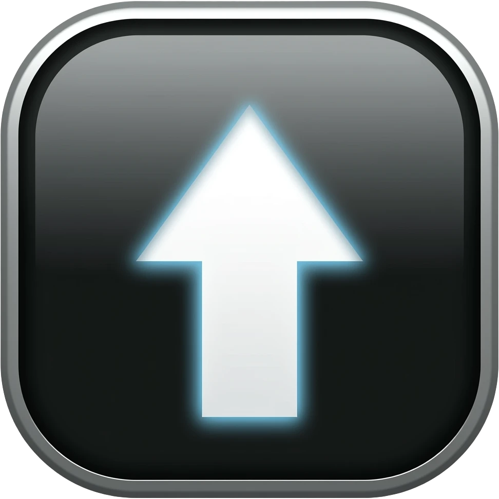 black video icon with upward arrow and glow, viral growth emoji