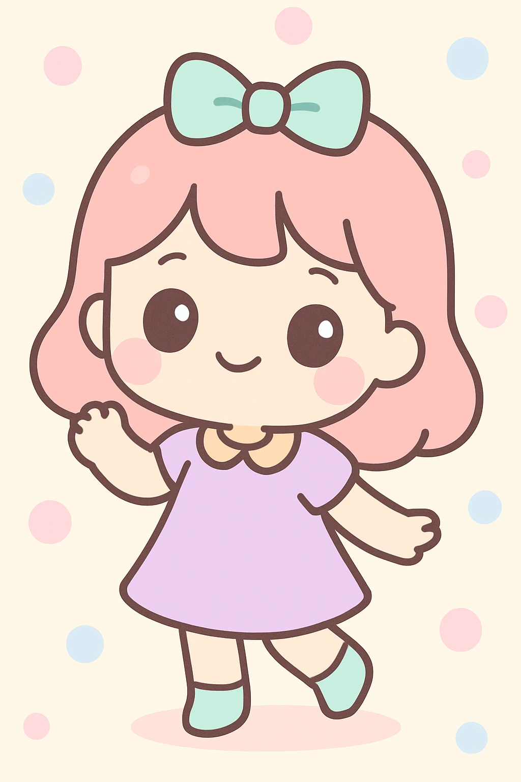 a girl with big eyes, cute pose, kawaii style emoji