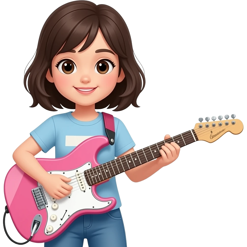 Emoji de uma menina tocando violão rosa emoji