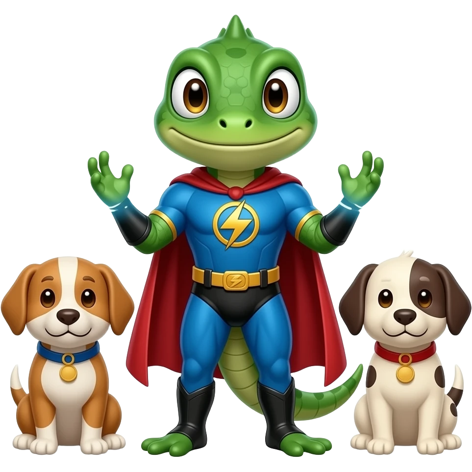 Japnese Lizard Supehero Telekinesis  superhero  dog team emoji