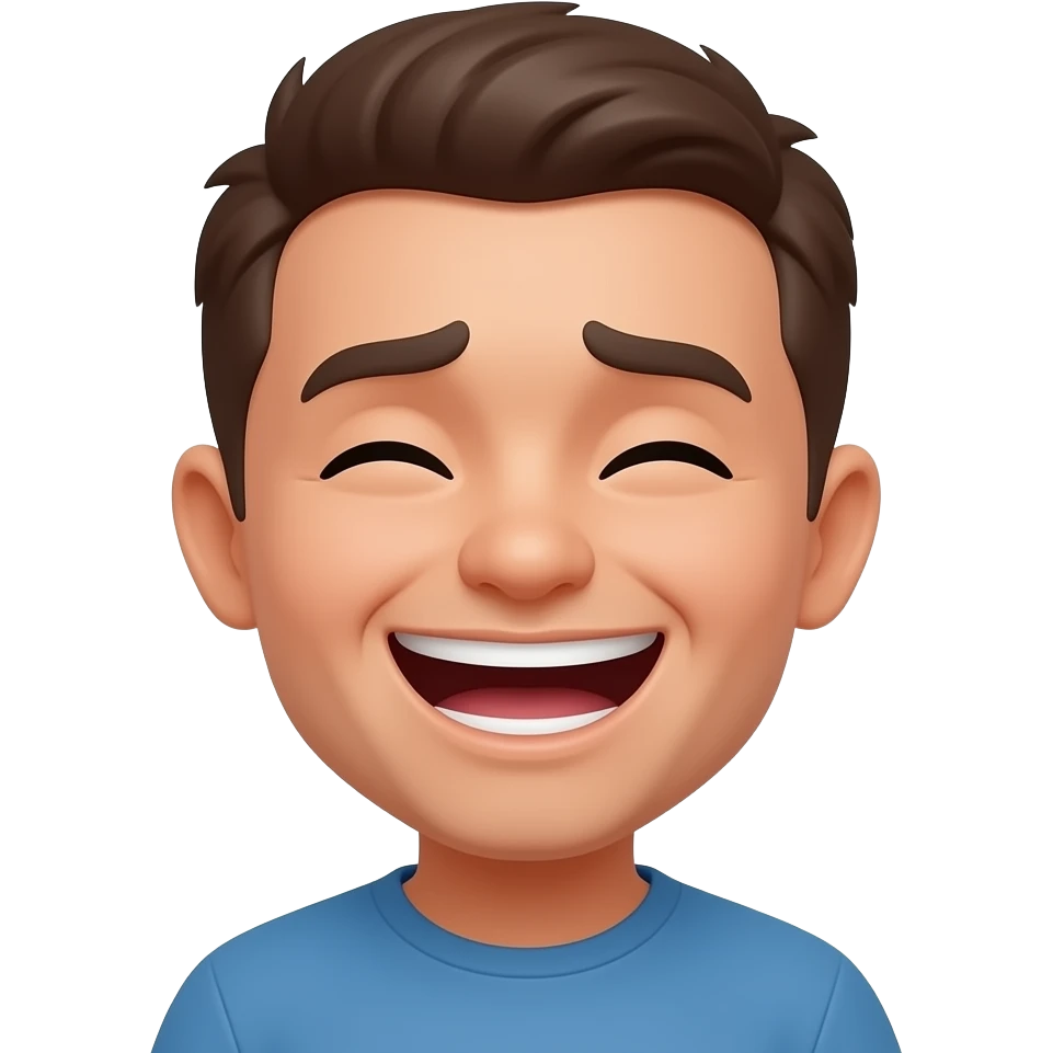 Un personnage qui rigole, et qui est gêné emoji