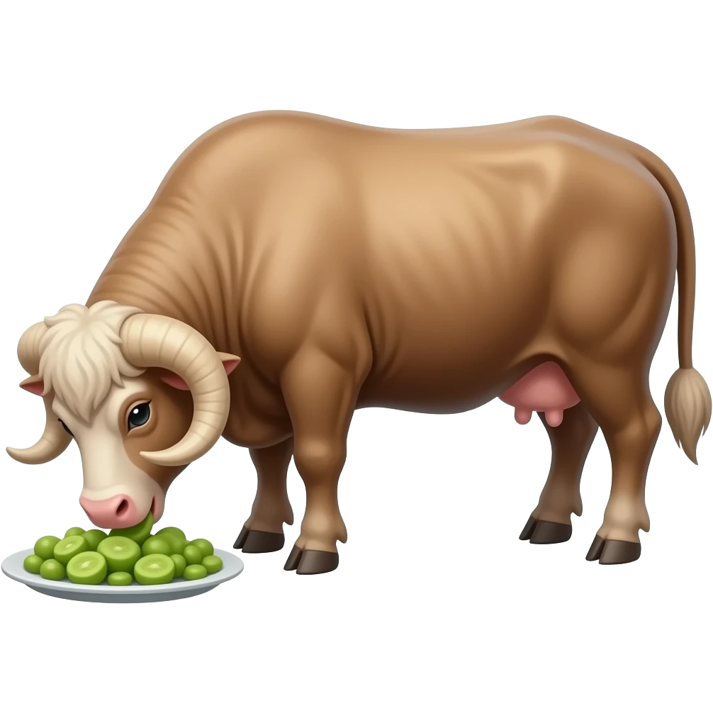 Cartoon ram sheep eating emoji
