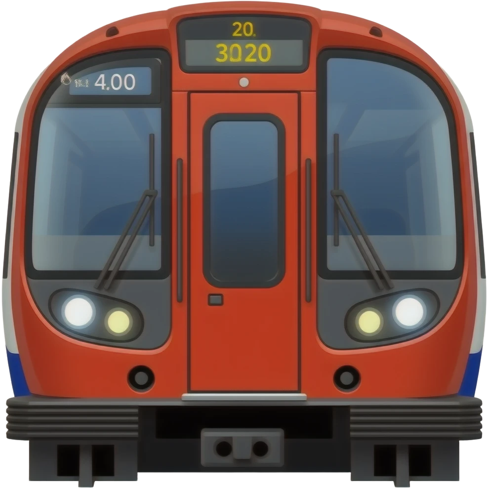 Make  a London underground 1996 stock train make the headlights rectangular emoji