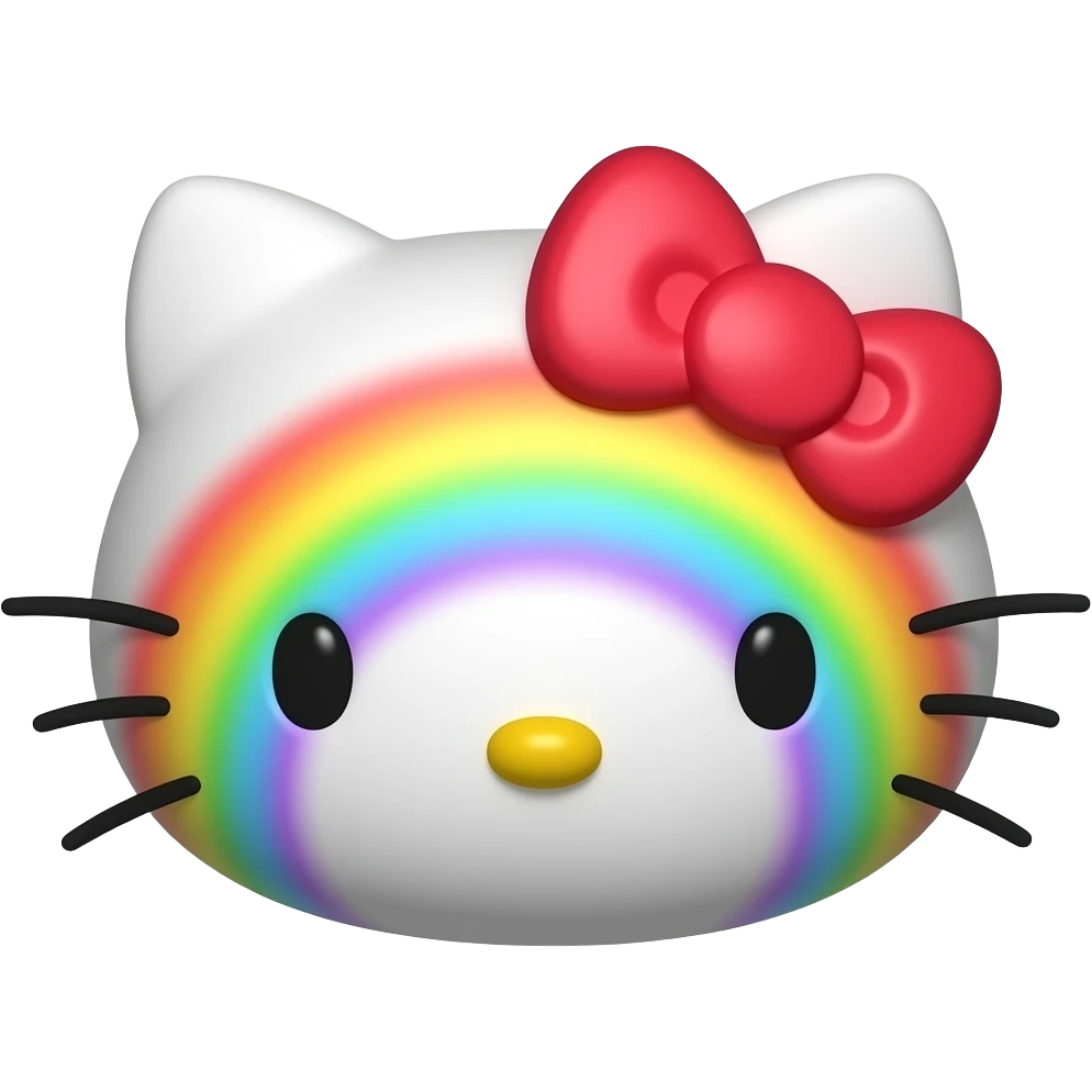 hello kitty face 3d raimbow shadow emoji