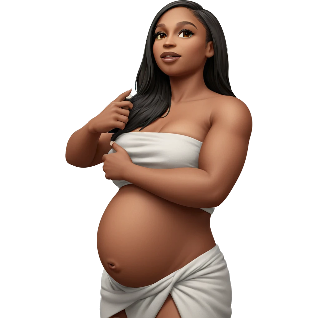 pregnant girl in towel emoji
