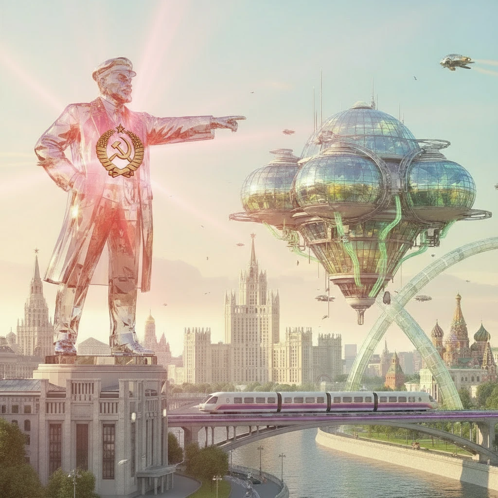 Убери яркое свечение на теле Ленина по центру и сделай вместо него герб СССР (серп и молот)

Остальное оставь без изменений emoji