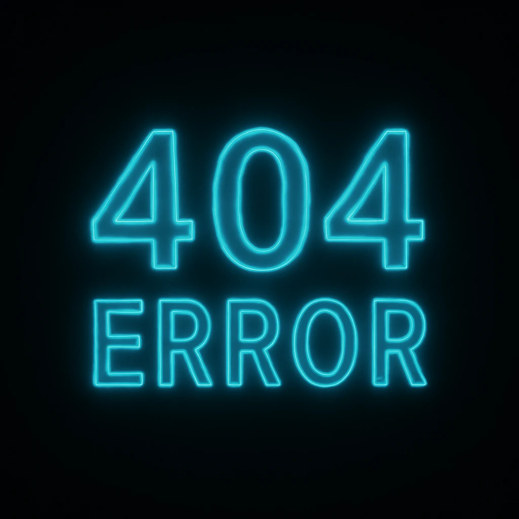 visually striking looping animated emoji of '404 error' text pulsing with soft neon glow, numbers occasionally distorting or blurring, mysterious unknown vibe, modern minimal style, optimized for small screens emoji