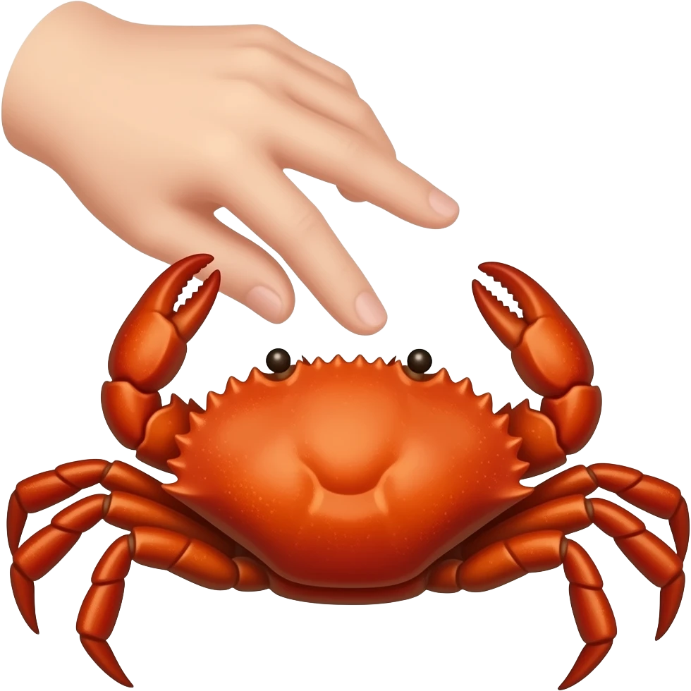Touch a crab emoji