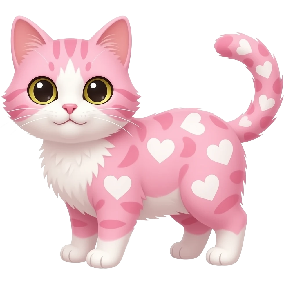 cutecore pink cat kawaii as with hearts pink and white hearts emoji