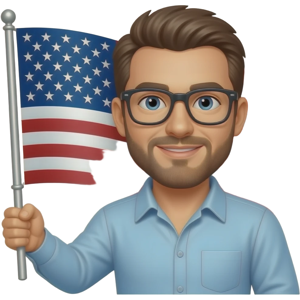 emoji hombre agarrando bandera de usa emoji