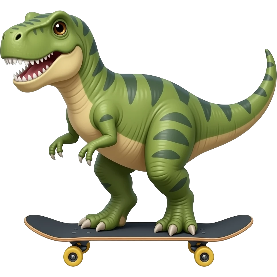 Dinosaur on a skateboard emoji