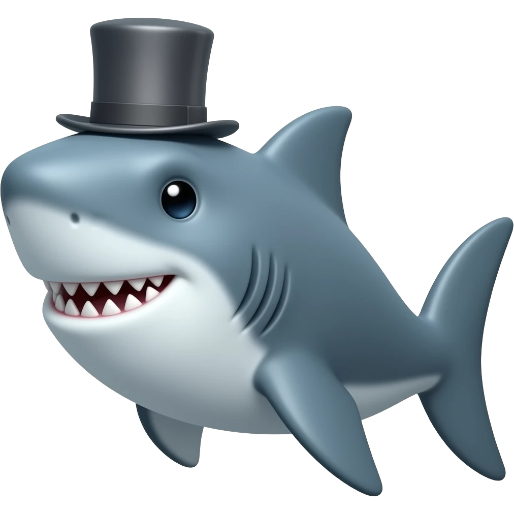 Shark with a top hat emoji