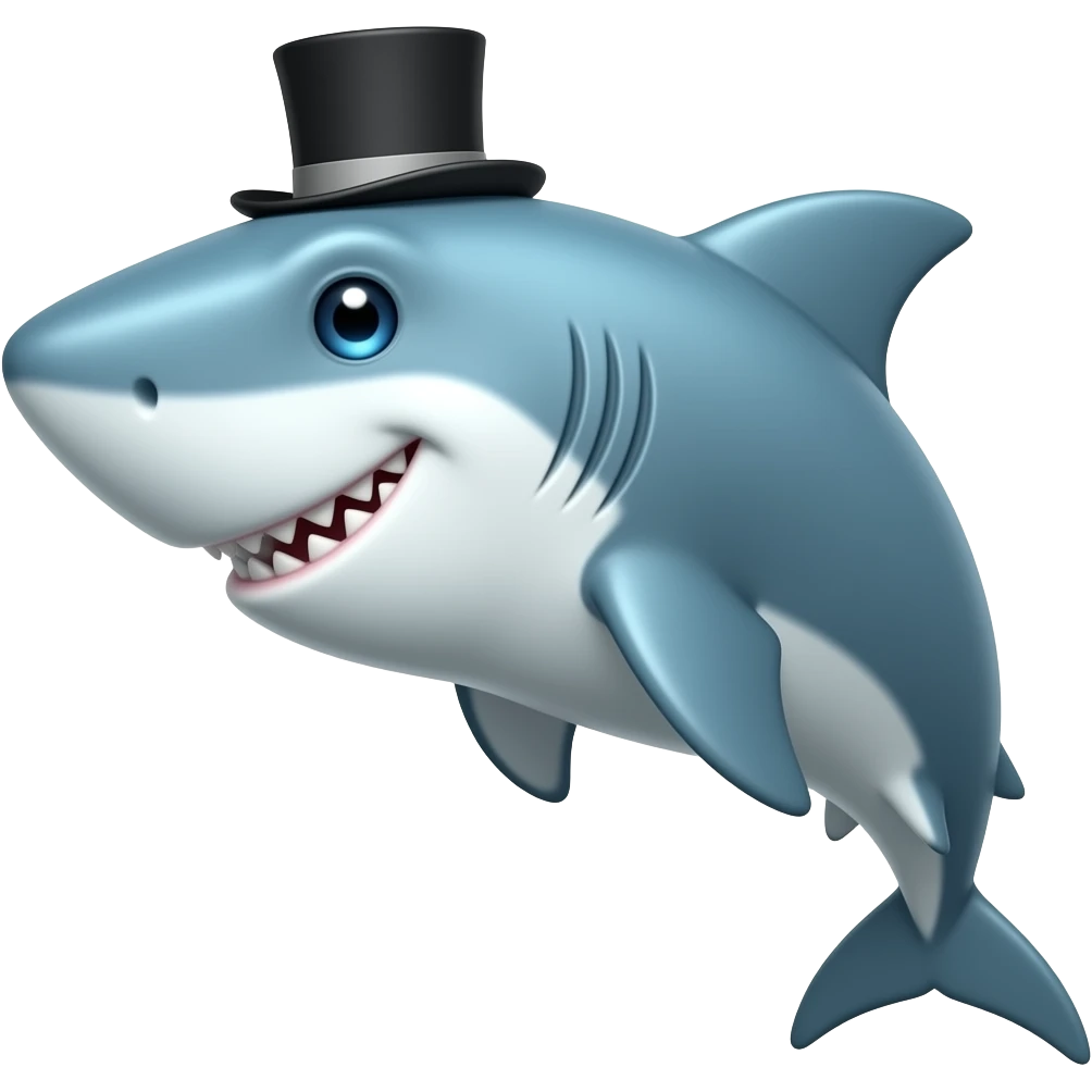 Shark with a top hat emoji