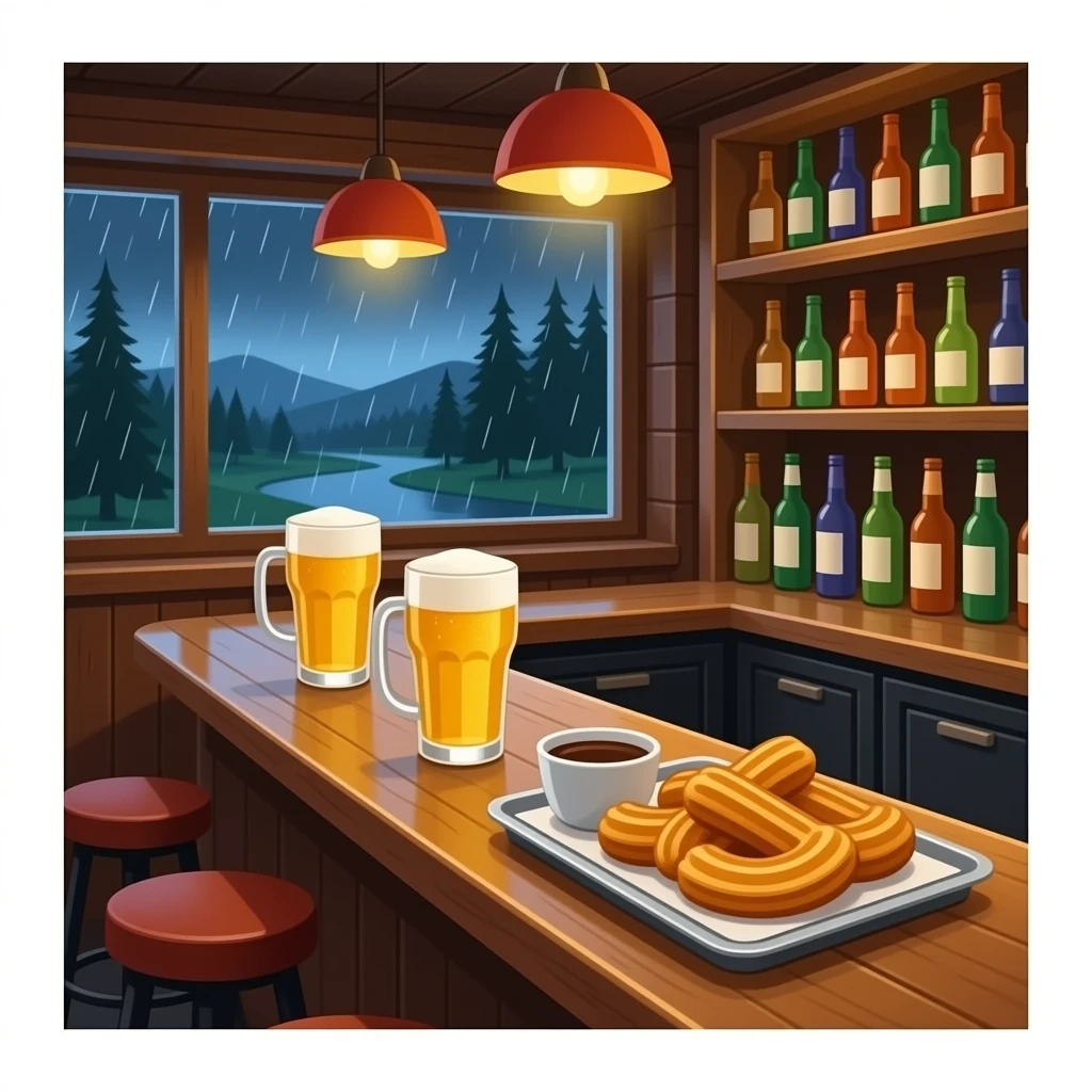 bar with beer and churros emoji