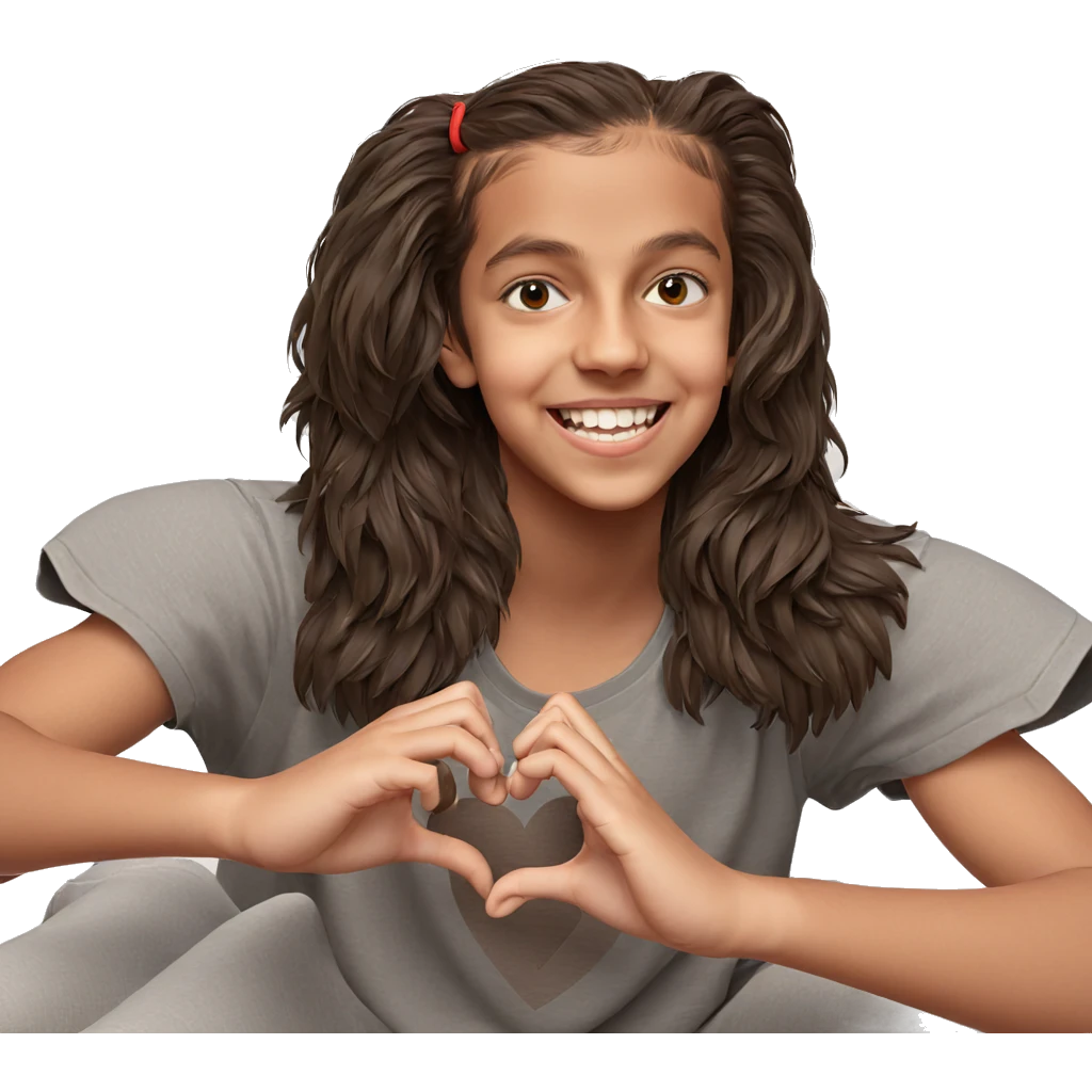 smiling boy making heart hands emoji