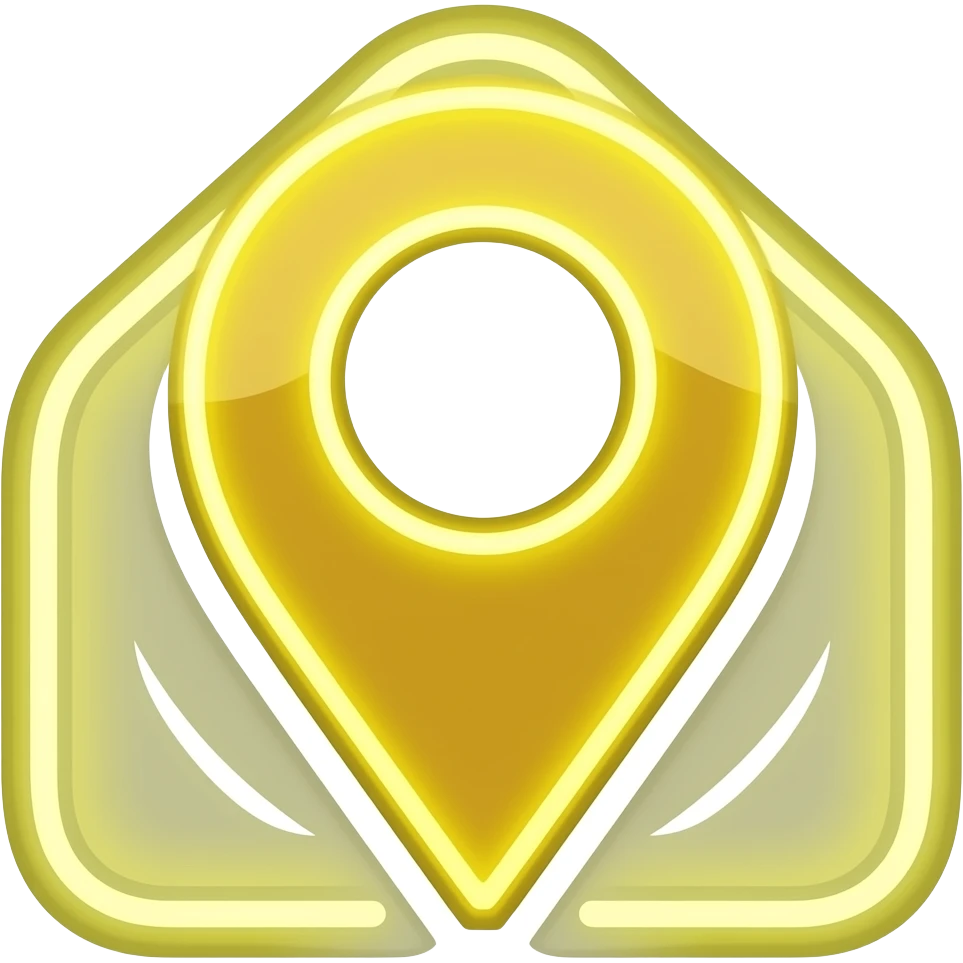 ícone casa e símbolo de localização  yellow vidro neon brilhante emoji