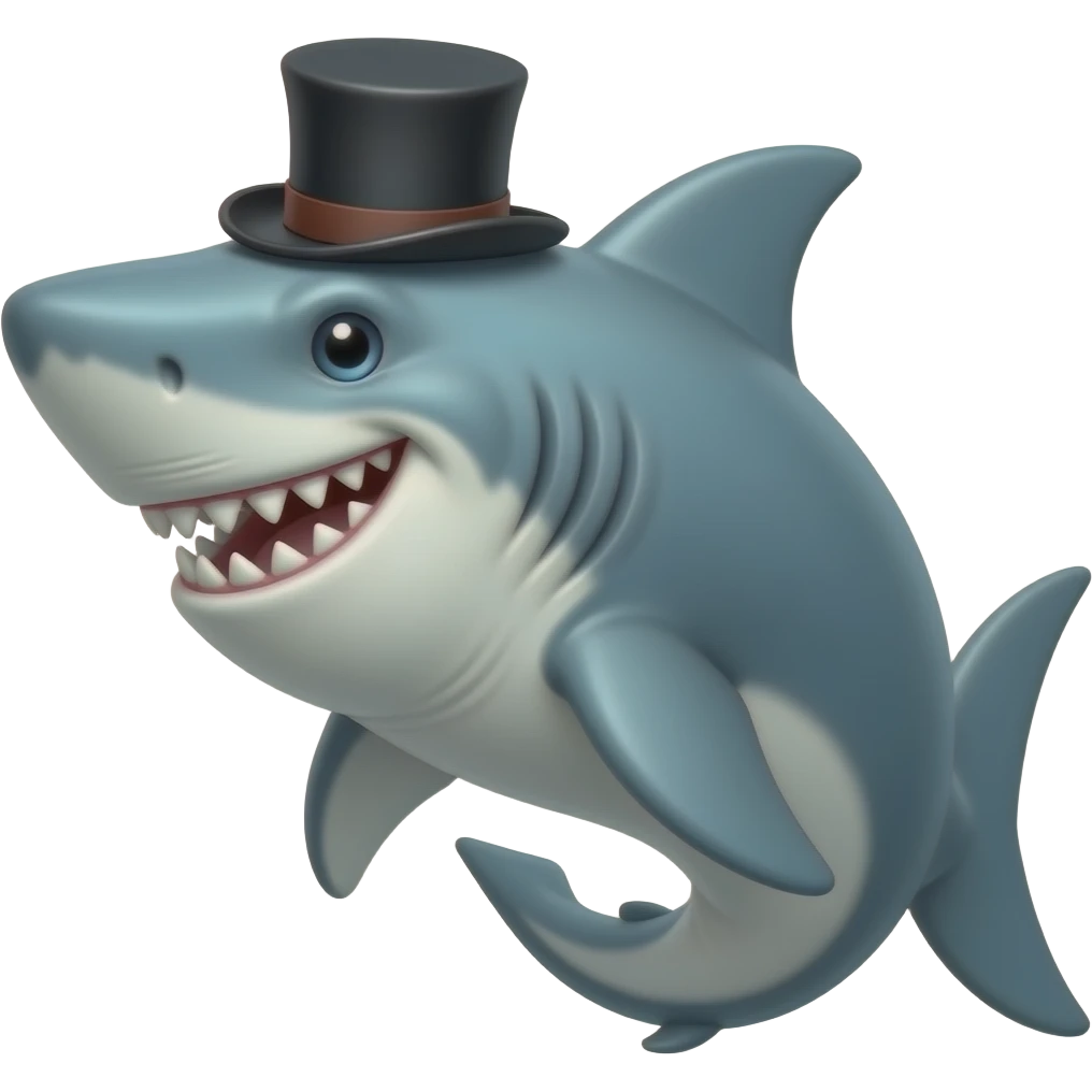 Shark with a top hat emoji