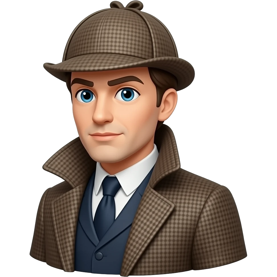 sherlocks holmes jacket with big collar looking slighty left emoji