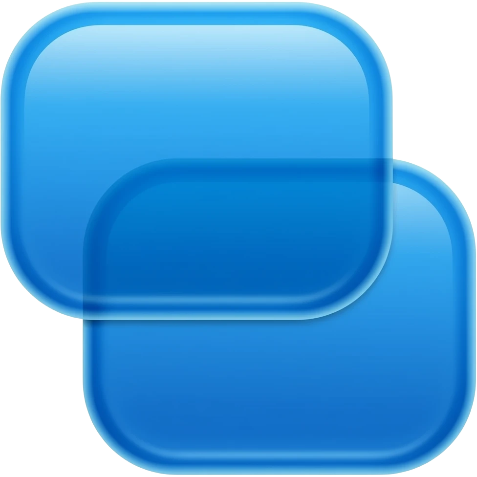 Bright  Blue color two layer UI pop ups 2D render iPhone emoji png of a detailed Computer UI pop ups emoji