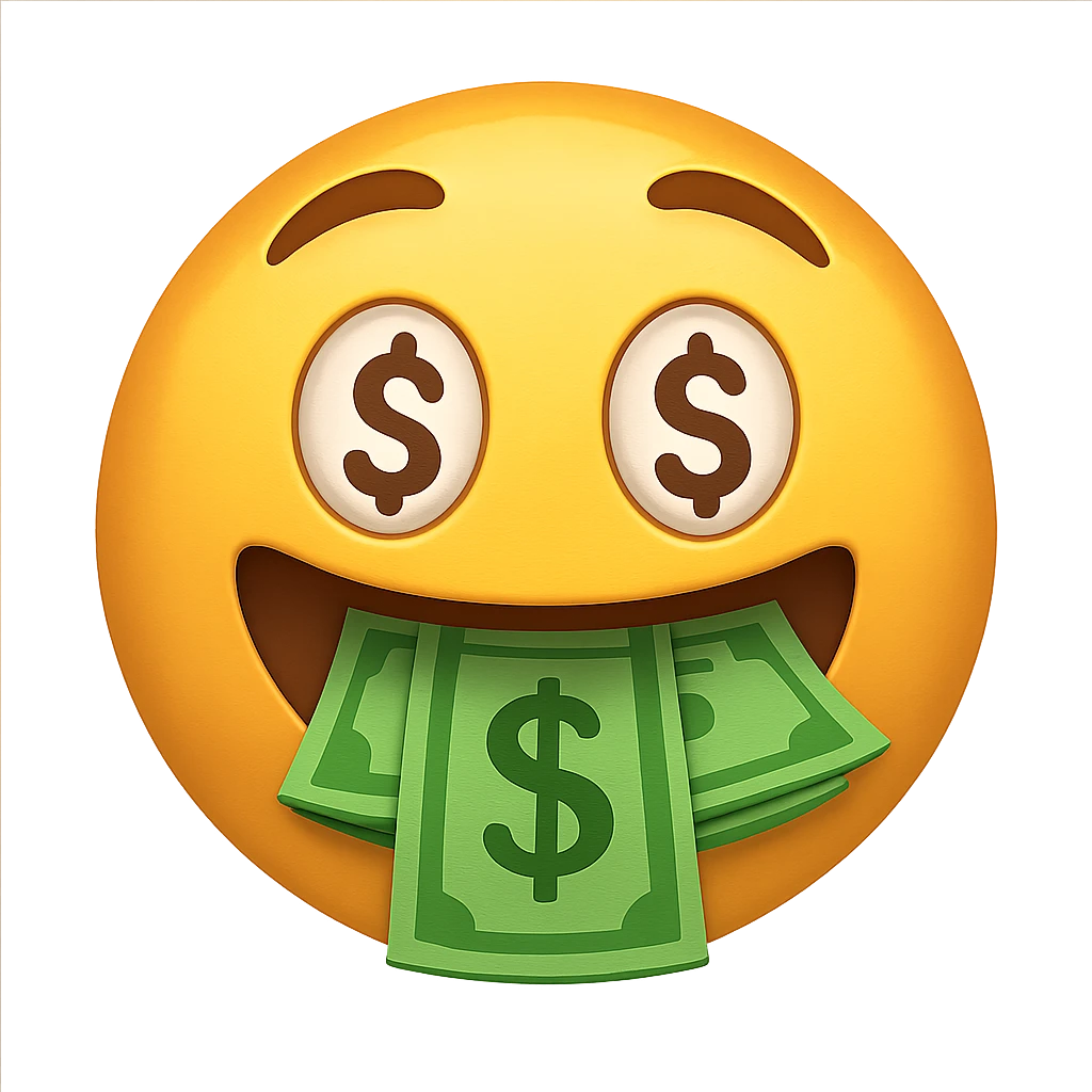 face with money mouth emoji, digital illustration emoji