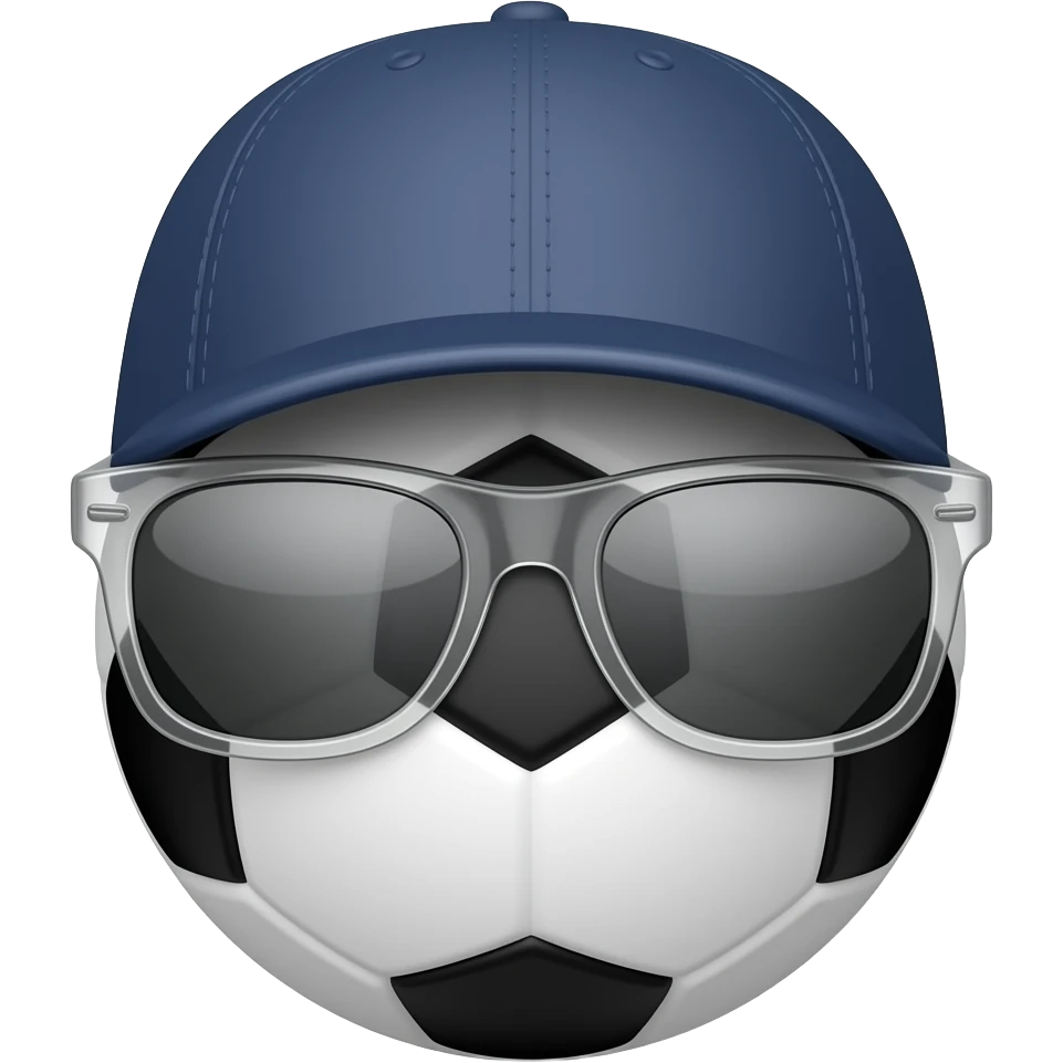 Soccer ball with sun glasses and blue cap emoji