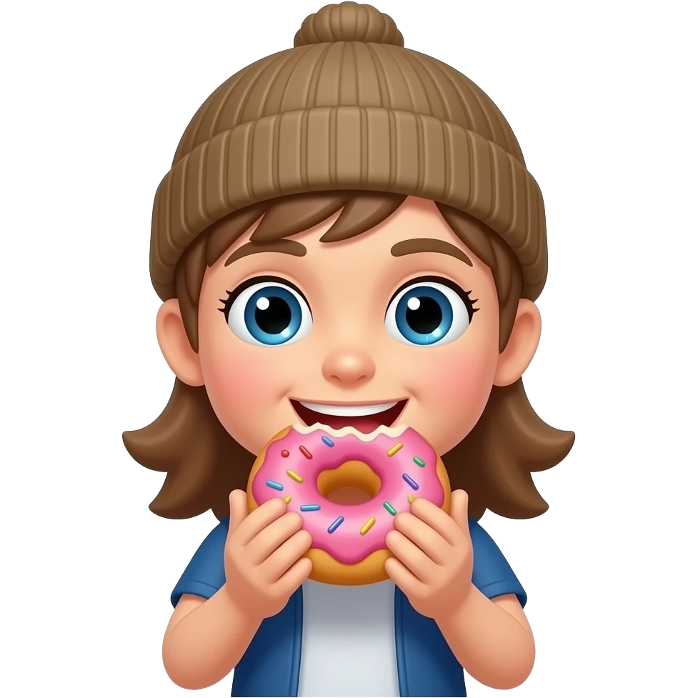 volleyball wearing a beanie eating a doughnut emoji
