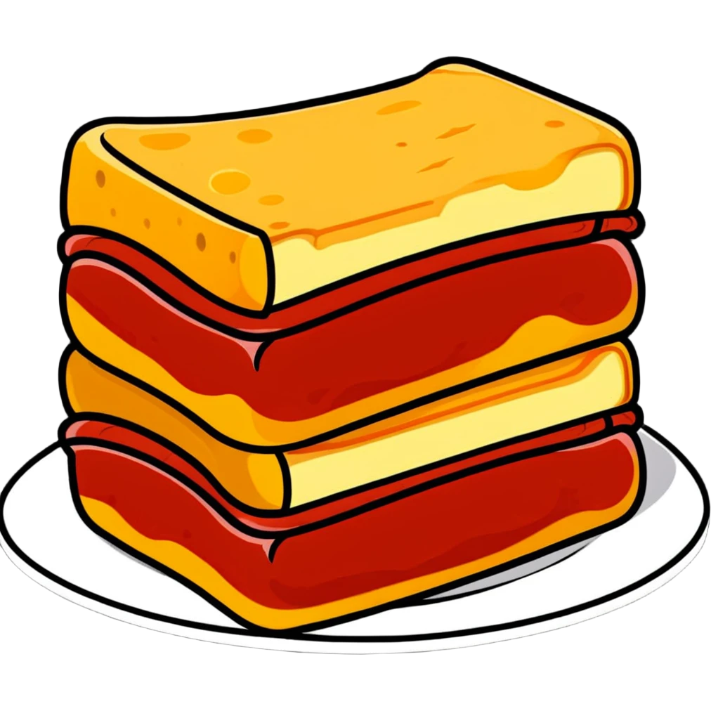 A slice of lasagna with cheese pulling and tomato sauce visible between layers emoji