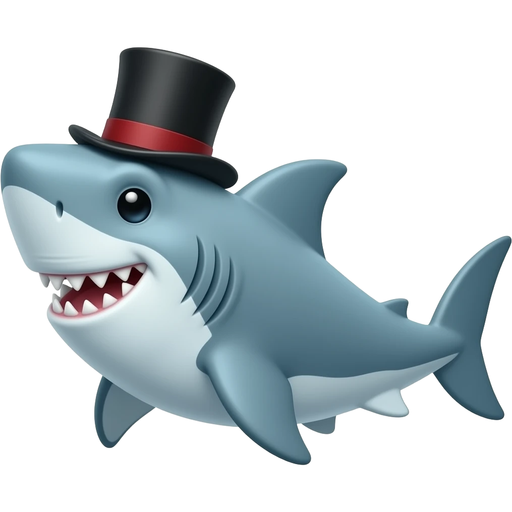 Shark with a top hat emoji