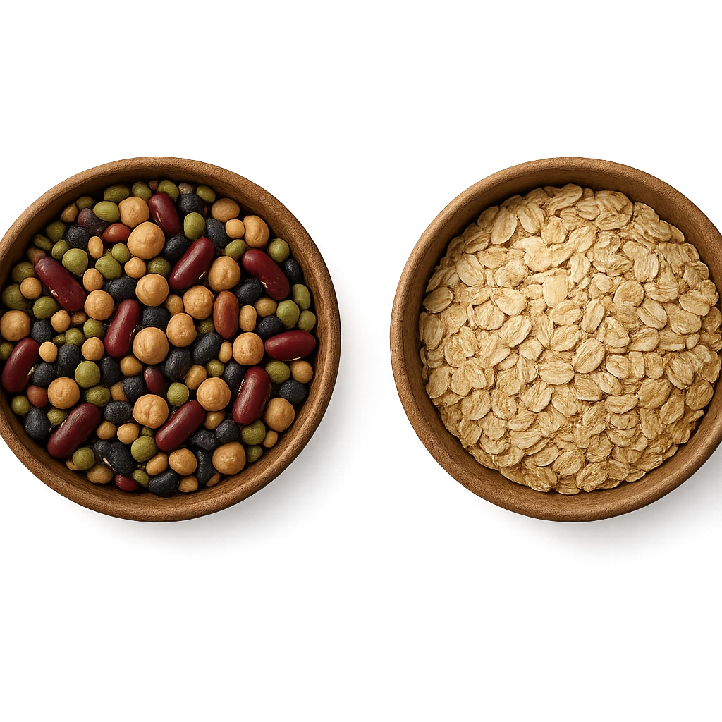 BOWL DI LEGUMI INSIEME A BOWL DI FIOCCHI DI AVENA,  iperrealistico 4k emoji