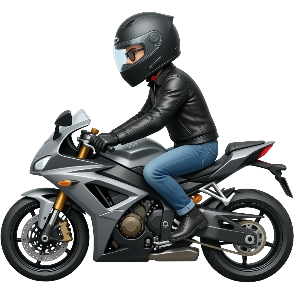 мотоцикл дорожный с байкером в закрытом шлеме и очках без лица emoji