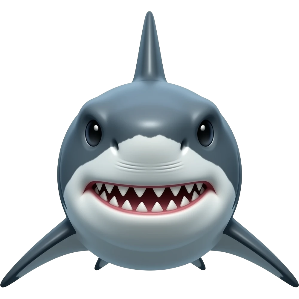 Tubarao agressivo,n tao animado de frente com emoji