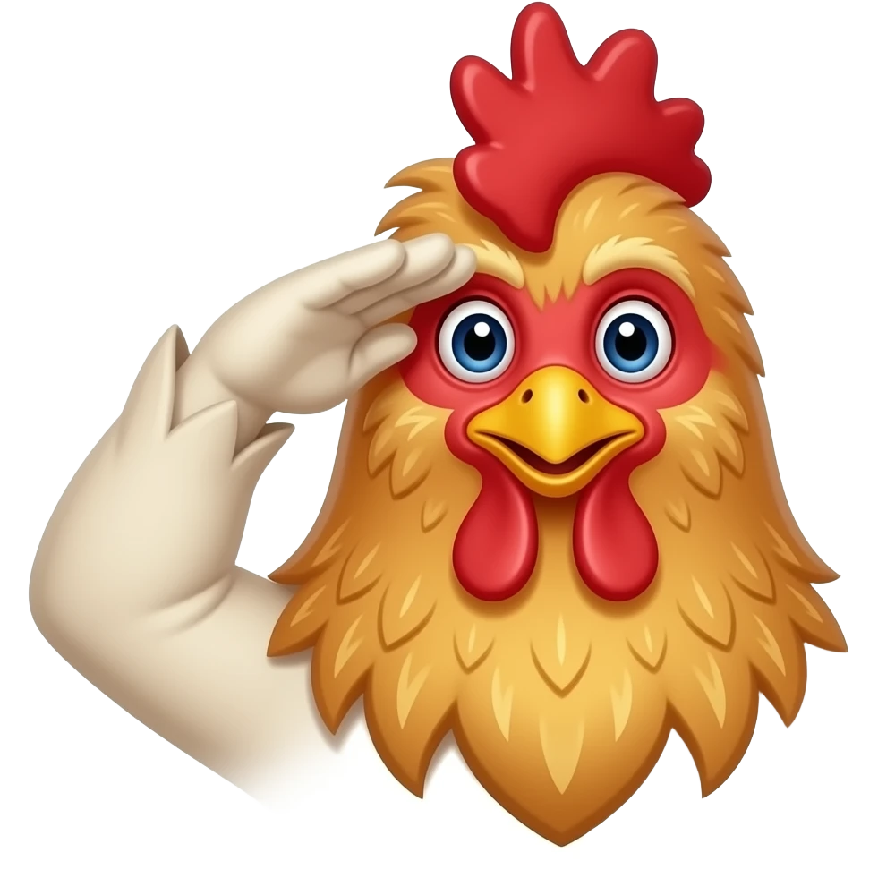 Can you generate a chicken head saluting emoji