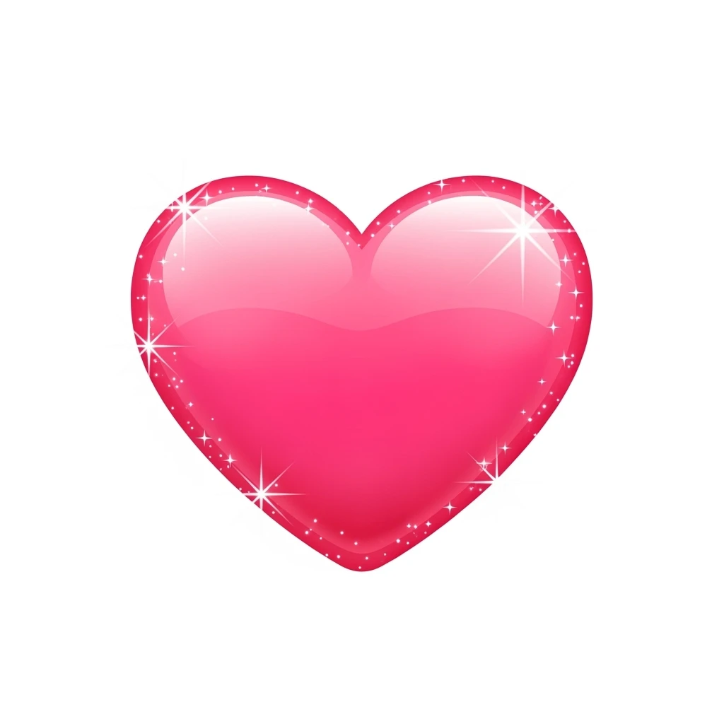 pink heart emoji, cute, shiny, with sparkles emoji