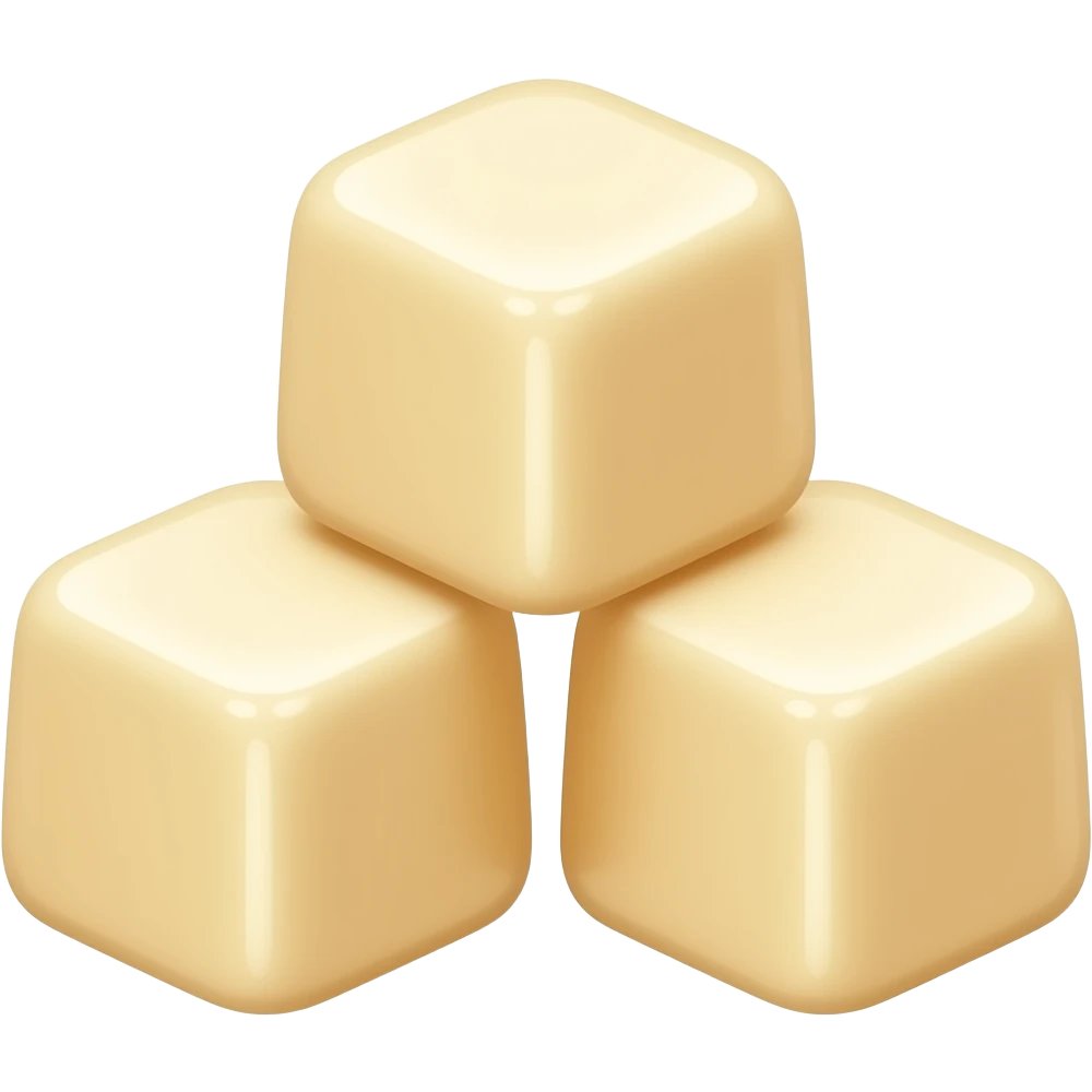 3 small vanilla pudding cubes emoji