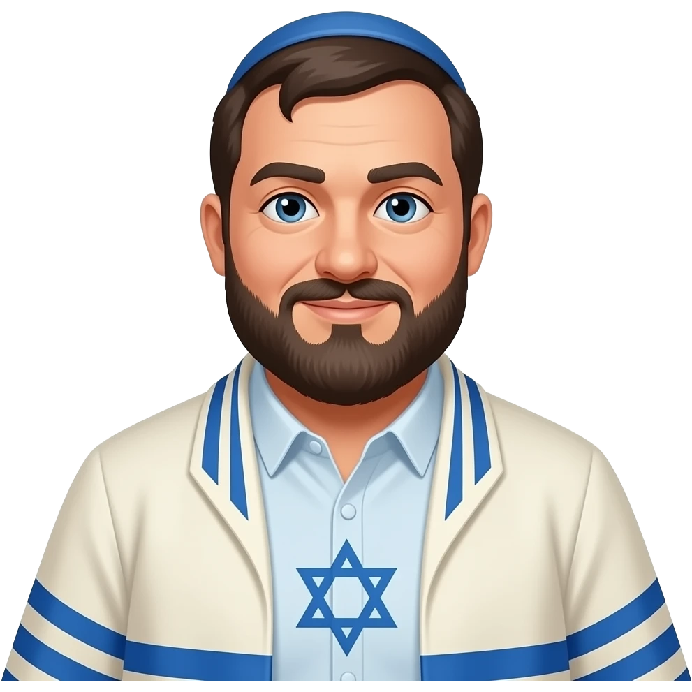 make a big fat jewish man in his jewish attire with a star of david on his chest emoji