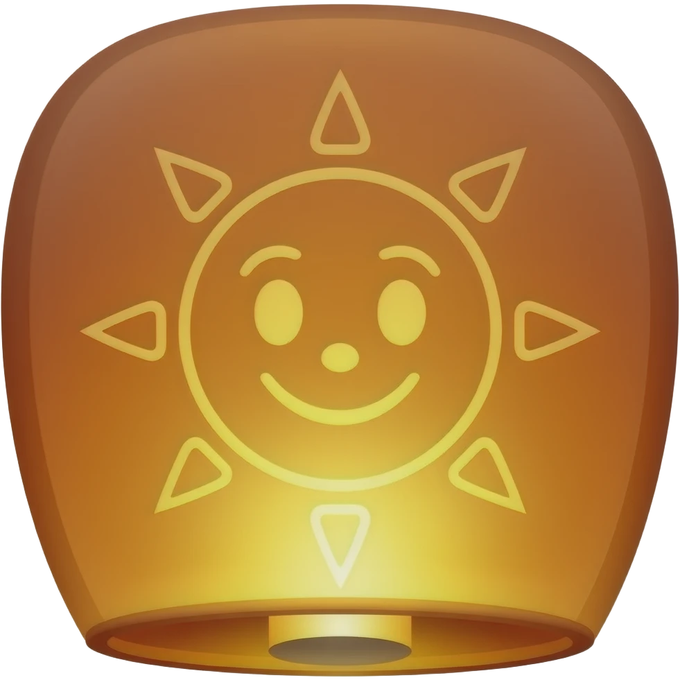 Laterna flutuante da tailandia com um sol da rapunzel desenhado nela emoji