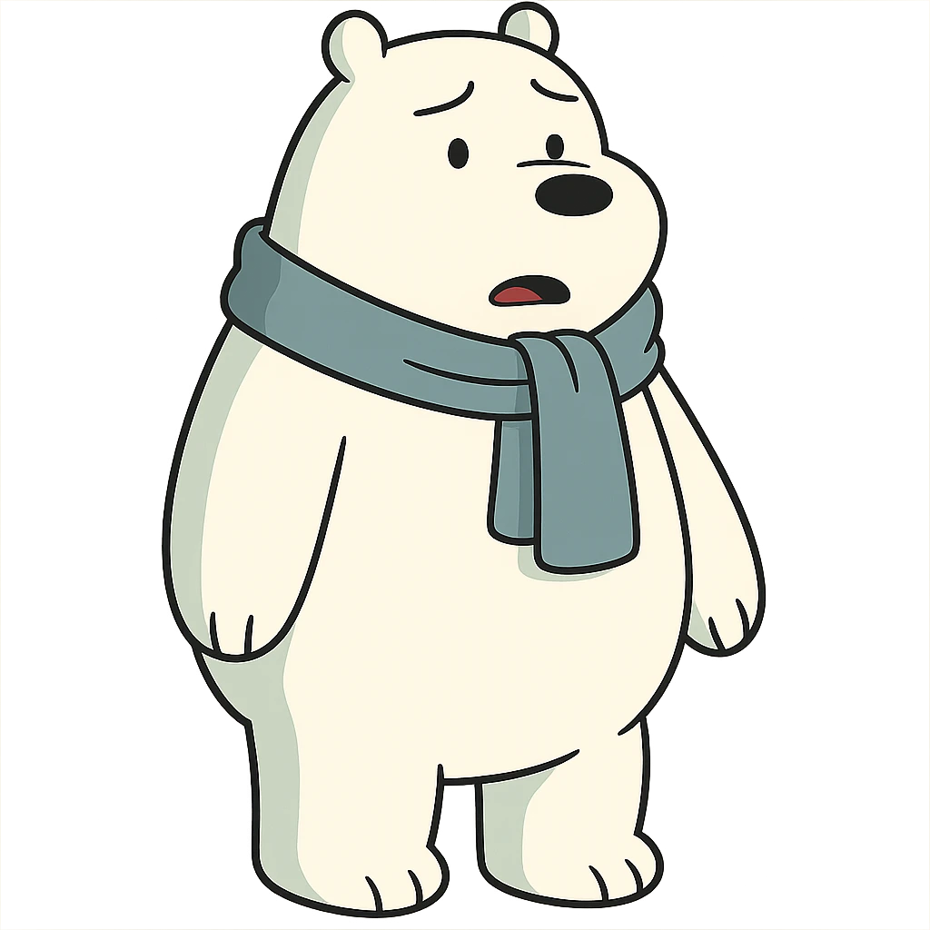 icebear with a blue scarf, cartoon style emoji